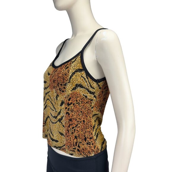 VINTAGE Y2K 90’s Textured‎ Leopard Black Zebra Print Metallic Shiny Thread sz S - Picture 3 of 9